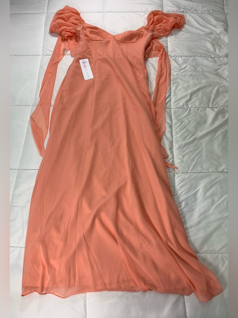 New Barbie azazie Chiffon A-line Dress with Puff Sleeves size 10